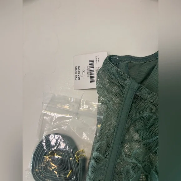 ANTHROPOLOGIE NWT TEIL GREEN LACE STRAPLESS ADJUSTABLE CORSET BRALETTE SZ XL - Picture 8 of 9